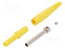 Socket; 4mm banana; 32A; yellow; on cable; insulated; 2.5mm2