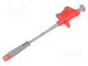 Clip-on probe; crocodile; 6A; 1kVDC; red; Plating: nickel plated