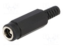 Plug; DC supply; male; 5,5/2,5mm; with strain relief; for cable