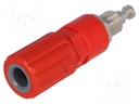 Socket; 4mm banana; 36A; Cutout: Ø8mm; red; nickel plated; -20÷80°C