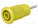 Socket; 4mm banana; 24A; 1kV; yellow; gold-plated; on panel