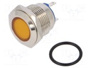 Indicator: LED; flat; 24VDC; 24VAC; Cutout: Ø16mm; brass