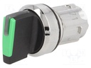 Switch: rotary; Stabl.pos: 2; 22mm; green; IP67; Pos: 2; Ø22mm