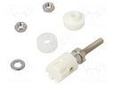 Socket; 4mm banana; 15A; 48VDC; white; nickel plated; on panel