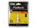 Padlock; brass; Application: cabinets,bags,cases; A: 20mm; C: 3mm