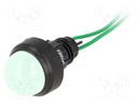 Indicator: LED; prominent; 230VAC; Cutout: Ø13mm; IP40; 300mm leads