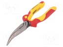 Pliers; insulated,curved,half-rounded nose; steel; 200mm; 1kVAC