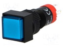 Switch: push-button; Pos: 2; SPDT; 0.5A/250VAC; 1A/24VDC; blue; blue