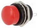 Switch: push-button; Pos: 2; SPST-NO; 5A/32VDC; red; Illumin: none