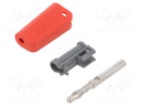 Plug; 4mm banana; 32A; red; non-insulated,with 4mm axial socket