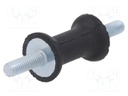 Vibration damper; M6; Ø: 20mm; rubber; L: 30mm; Thread len: 18mm