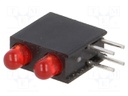 LED; in housing; red; 3mm; No.of diodes: 2; 20mA; Lens: diffused,red