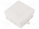 Enclosure: junction box; X: 85mm; Y: 85mm; Z: 40mm; polyetylene; IP55