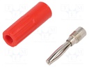 Plug; 4mm banana; 10A; 50VDC; red; 3.5mm2; Contacts: brass