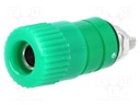 Socket; 4mm banana; 6A; 60VDC; Cutout: Ø6.2mm; green; nickel plated