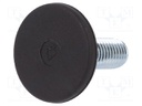 Foot of pin; rigid,with screwdriver slot; Base dia: 30mm; M10