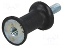 Vibration damper; M6; Ø: 20mm; rubber; L: 30mm; Thread len: 18mm