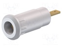 Socket; 2mm banana; 10A; 28mm; white; soldered,on panel; insulated