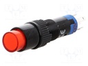 Switch: push-button; Pos: 2; SPDT; 0.5A/250VAC; 1A/24VDC; red; red