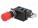 Switch: push-button; Pos: 2; SPDT; 10A/250VDC; red; Cutout: Ø10mm
