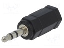 Jack 2.5mm socket,Jack 3.5mm plug; Colour: black