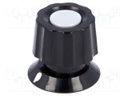 Knob; with pointer; ABS; Shaft d: 6mm; Ø19x19mm; black