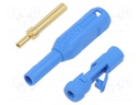 Socket; 1,5mm banana; blue; Mounting: soldered,crimped; insulated