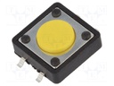 Microswitch TACT; SPST-NO; Pos: 2; 0.05A/12VDC; SMT; none; 1.6N