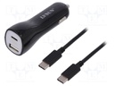 Charger: USB; Out: USB,USB C; Plug: plug for car lighter socket