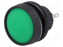 Switch: push-button; Pos: 2; SPDT; 5A/250VAC; 5A/24VDC; green; IP67