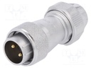 Plug; male; WF; PIN: 2; IP67; soldering; for cable; 500V; straight