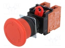 Switch: emergency stop; Stabl.pos: 1; NC x2; 3A/230VAC; 22mm; red