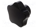 Knob; Dia: 60mm; H: 37mm; duroplast (PF); black gloss; -20÷110°C