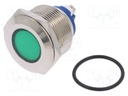 Indicator: LED; flat; 24VDC; 24VAC; Cutout: Ø22mm; screw; brass