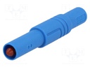 Plug; 4mm banana; 24A; 1kV; blue; screw