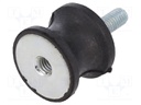 Vibration damper; M6; Ø: 25mm; rubber; L: 20mm; Thread len: 18mm