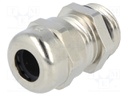 Cable gland; PG9; IP68; Mat: brass; Body plating: nickel