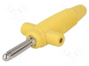 Plug; 4mm banana; 30A; 60VDC; yellow; with 4mm transversal socket