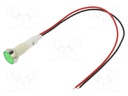 Indicator: LED; flat; 12VDC; 12VAC; Cutout: Ø10mm; 200mm leads