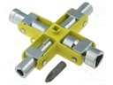 Key; for control cabinets; 96x92mm; rotating tips