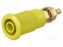 Socket; 4mm banana; 32A; yellow; gold-plated; Overall len: 38.5mm