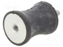 Vibration damper; M8; Ø: 40mm; rubber; L: 50mm; Thread len: 23mm