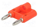 Stackable safety shunt; banana 4mm plug x2; 15A; red; 41mm