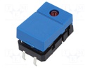 Switch: keypad; Pos: 2; SPST-NO; 0.05A/24VDC; blue; LED; THT; 1.27N