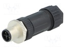 Plug; M12; PIN: 4; male; S code-Power; for cable; screw terminal