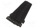 Velcro tie; L: 150mm; W: 10mm; black; 20pcs; Ømax: 36mm