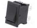 Rocker Switch, On-None-Off, DPST, Non Illuminated, Panel Mount, Black, JWS Series