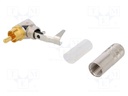 Plug; RCA; male; angled 90°; soldering; silver; gold-plated; 7.36mm