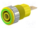 Socket; 4mm banana; 32A; 1kV; Cutout: Ø12.2mm; yellow-green