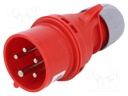 Connector: AC supply 3-phase; plug; male; 16A; 400VAC; IEC 60309